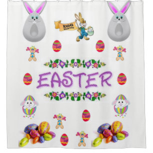 childrens easter bunny white showercurtain shower curtain