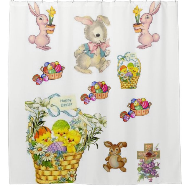 childrens easter bunny white showercurtain shower curtain (Front)