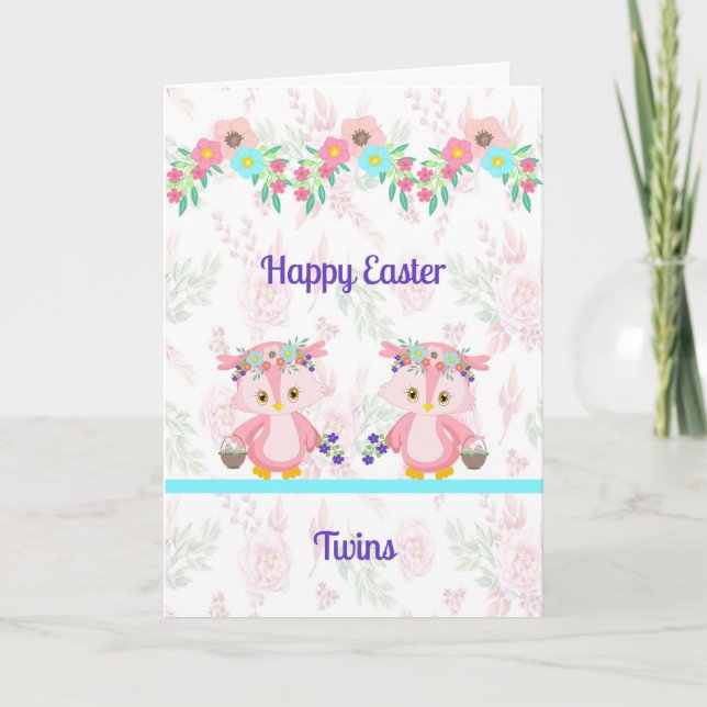 Children's Easter Card for Twins (Front)