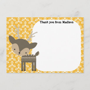 Children's Flat Panel Thank You Cards Brown Deer