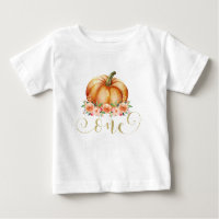 Children's Floral Pumpkin 1st Birthday T-shirt