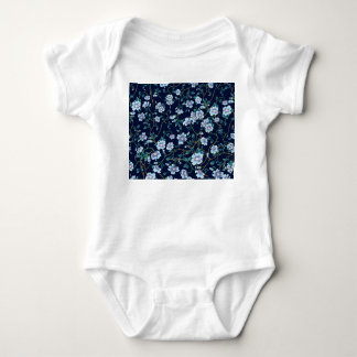 Children's flowers: seamless dark blue baby bodysuit