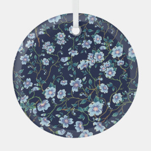 Children's flowers: seamless dark blue glass tree decoration
