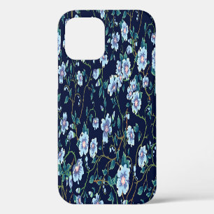Children's flowers: seamless dark blue iPhone 12 case