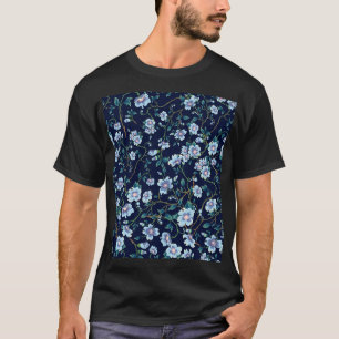Children's flowers: seamless dark blue T-Shirt