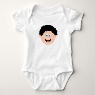 Childrens Fun Faces and Graphics Boy Blck Hair Baby Bodysuit
