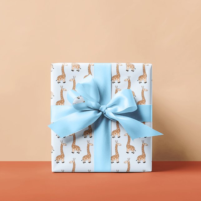 Children's Giraffe Pattern | Light Blue Wrapping Paper (Creator Uploaded)