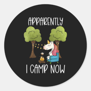 Childrens Glamping Gear Unicorn Camping Girls Camp Classic Round Sticker