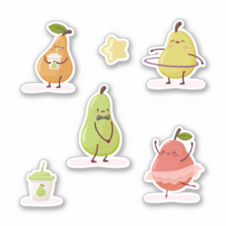 Children's group of fun pears