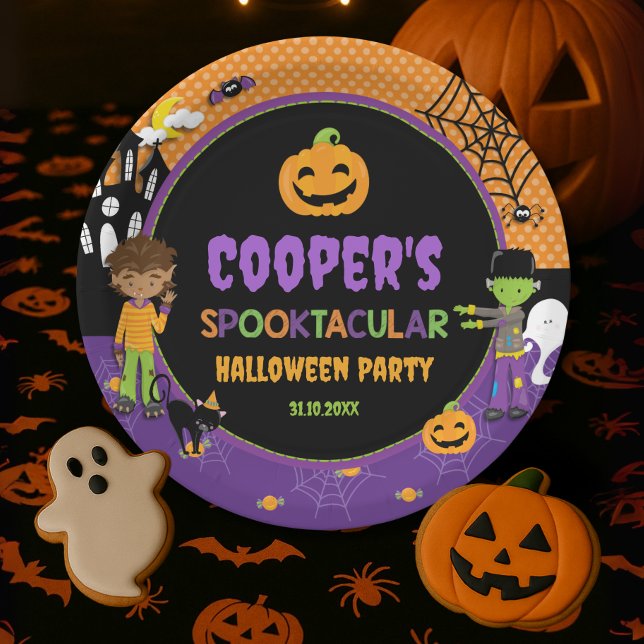 Children's Halloween Party Frankenstein Warewolf  Paper Plate (Creator Uploaded)