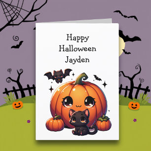 Children's Halloween Pumpkin Colouring Page Card