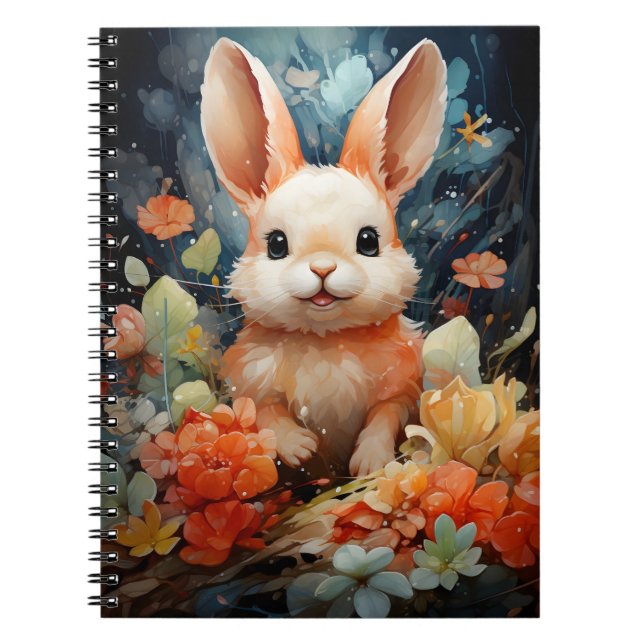 Children's Illustration Adorable Cute Sea Bunny Notebook (Front)
