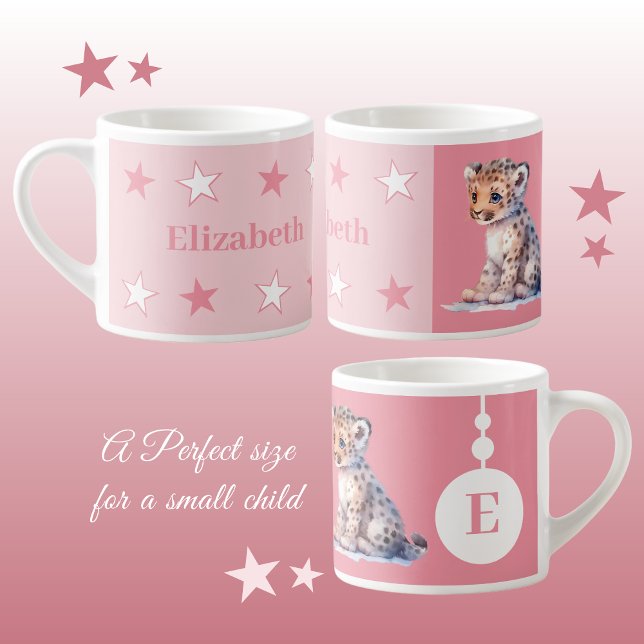 Children's leopard mug personalised name pink (Creator Uploaded)