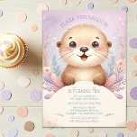 Children's Lilac Sea Otter Cute Birthday Party  Invitation<br><div class="desc">An adorable sea otter surrounded by a serene watercolor backdrop, this enchanting invitation is sure to delight your guests and set the tone for a birthday party filled with whimsy and joy. Personalise it with your details to invite friends and family to join in the celebration of wonder, smiles, and...</div>