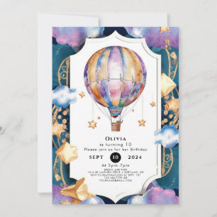 Children's Magic Hot Air Balloon Birthday Invitation