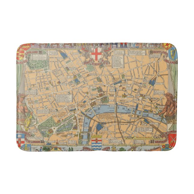 Children's Map of London, England Bath Mat (Front)