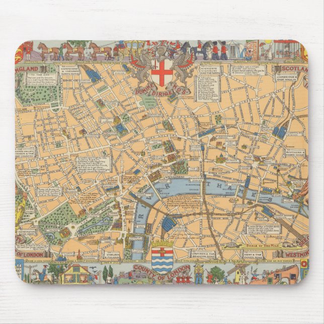 Children's Map of London, England Mouse Pad (Front)