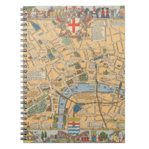 Children's Map of London, England Notebook