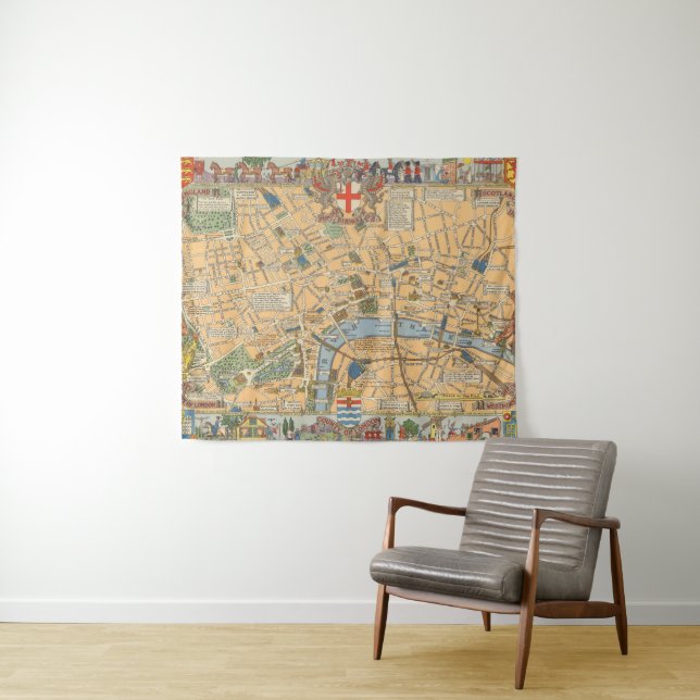 Children's Map of London, England Tapestry (In Situ (Horizontal))