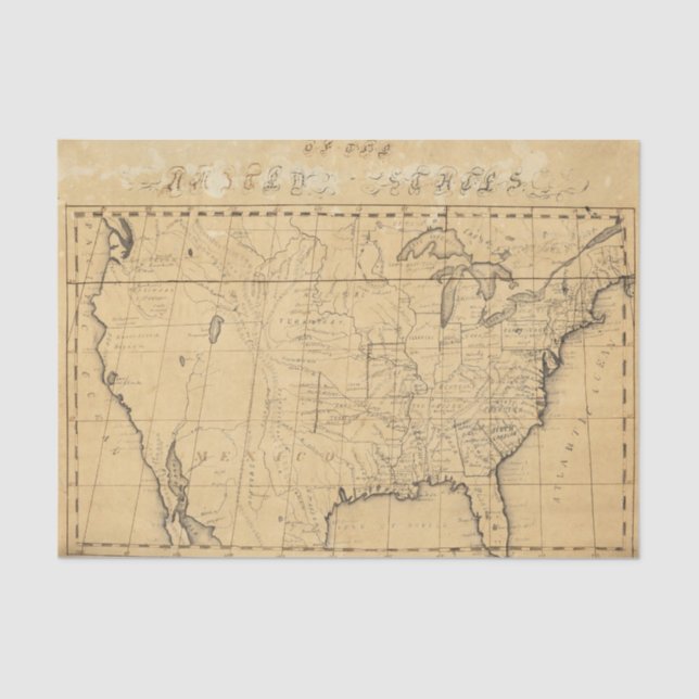 Children's Map Of The United States Tissue Paper (Front)