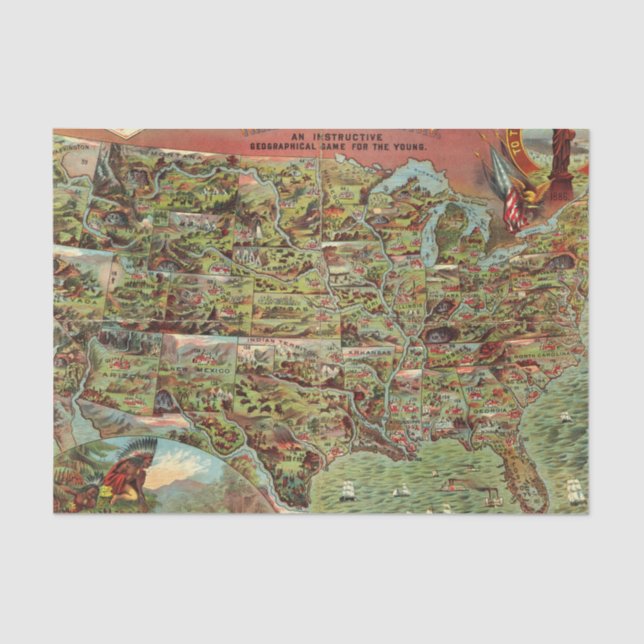 Children's Map of the United States Tissue Paper (Front)