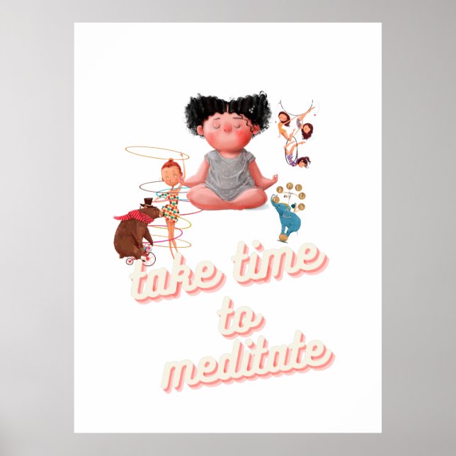Children's Meditation Poster Art Room Decor (Front)