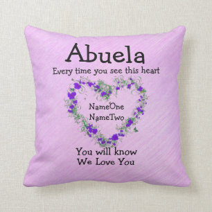 Children's Names Change Abuela See Heart Love You Cushion