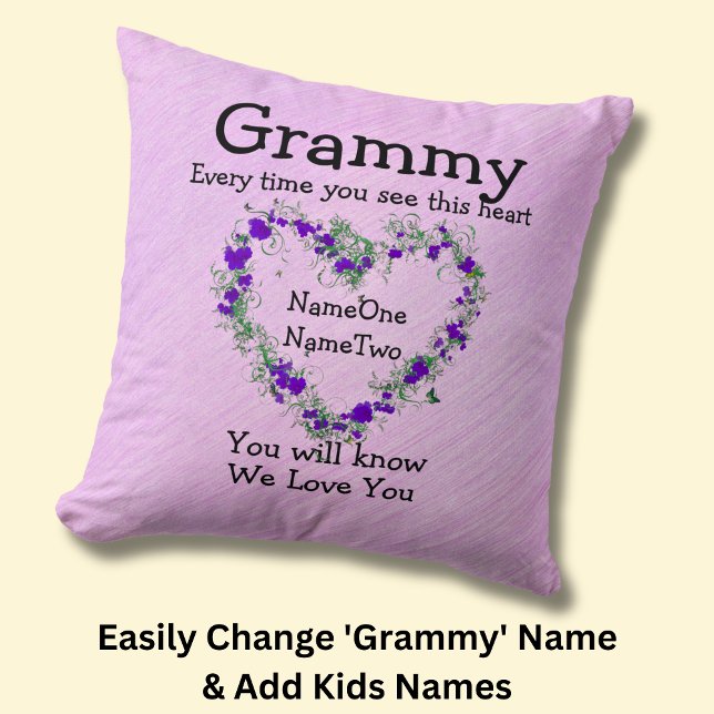 Children's Names Change Grammy See Heart Love You Cushion (Creator Uploaded)