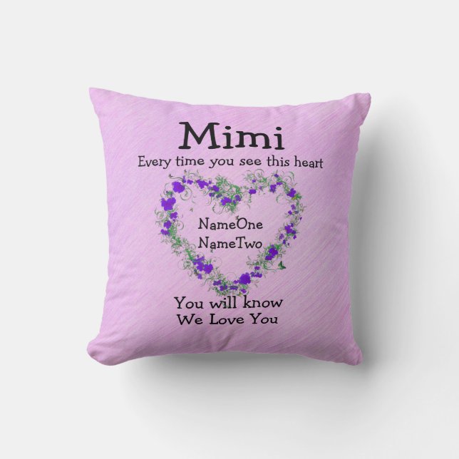 Children's Names Change Mimi -  See Heart Love You Cushion (Front)