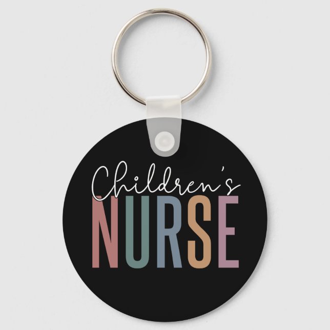 Children's Nurse | Retro Children's Nursing Key Ring (Front)