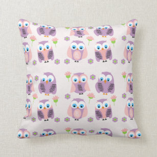 Children's Nursery Purple Owls Cushion