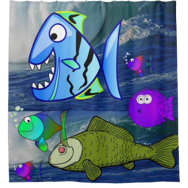 children's ocean fish shower curtain (Front)