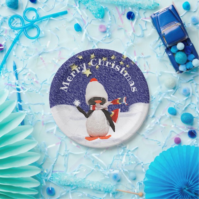 Children's Party Merry Christmas Winter Penguin Paper Plate (Party)