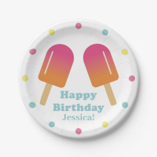 Children's Pastel Ice Pop Birthday Party Plate