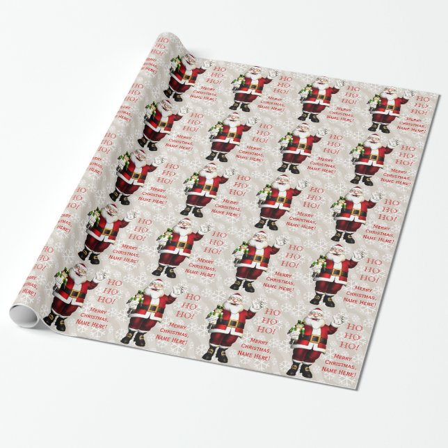Childrens Personalised Santa Christmas Wrapping Wrapping Paper (Unrolled)