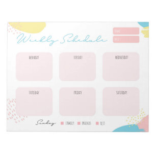 Childrens Personalised Weekly Schedule Notepad