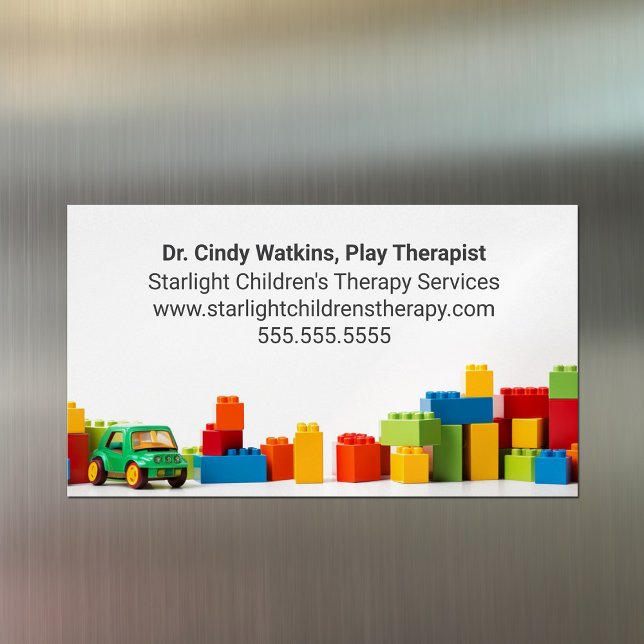 Children's Play Therapist Toys Kids Psychologist Magnetic Business Card (Creator Uploaded)