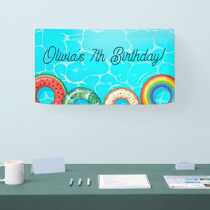 Children's Pool Party Colourful Swim Rings Banner