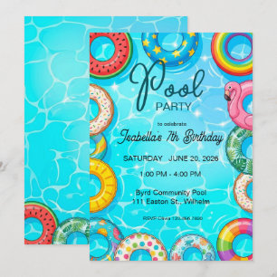 Children's Pool Party Swim Rings Invitation