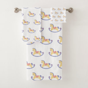 CHILDRENS ROCKING HORSE BATHROOM TOWEL SET