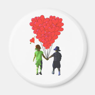Childrens romantic heart balloon design magnet