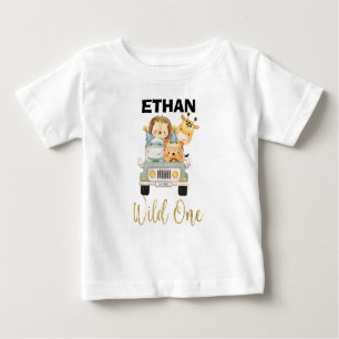 Children's Safari Animal Wild One Birthday Shirt