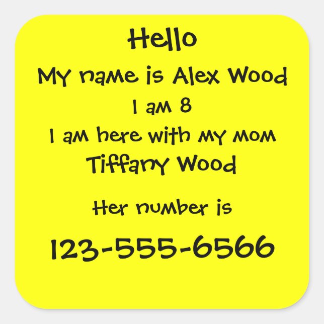 Children's safety sticker (Front)