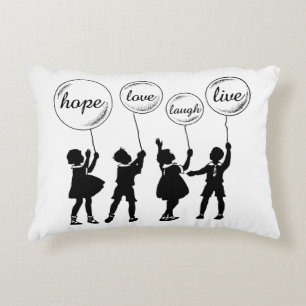 Childrens Silhouette Inspirational words Balloons Decorative Cushion