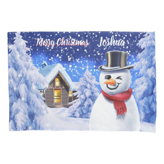 Children's single pillowcase Christmas snowman (Front)