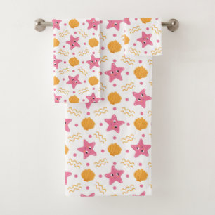 Children's Starfish and Seashells Bath Towel Set