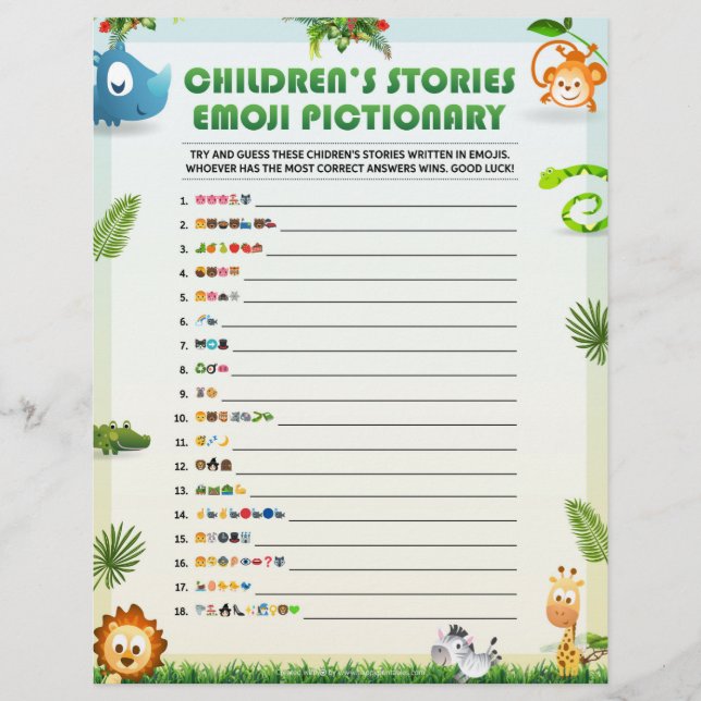 Children's Story Emoji Pictionary [Animal Theme] Custom Letterhead (Front)