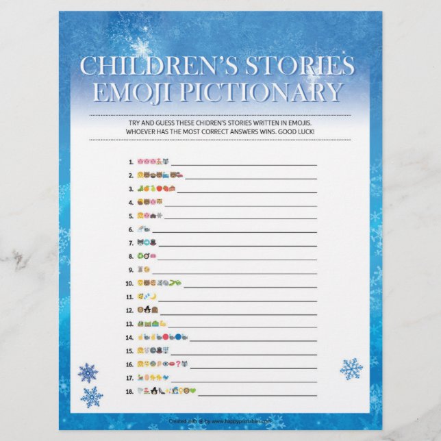 Children's Story Pictionary [Snowy Blue] Custom Letterhead (Front)