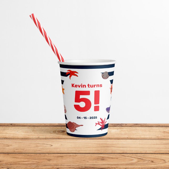 Children's summer sailor's birthday party paper cups (Creator Uploaded)