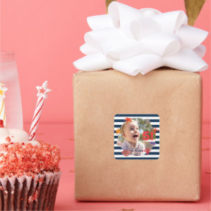 Children's summer sailor's birthday party square sticker